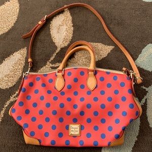 Red with blue polka dot Dooney & Bourke purse